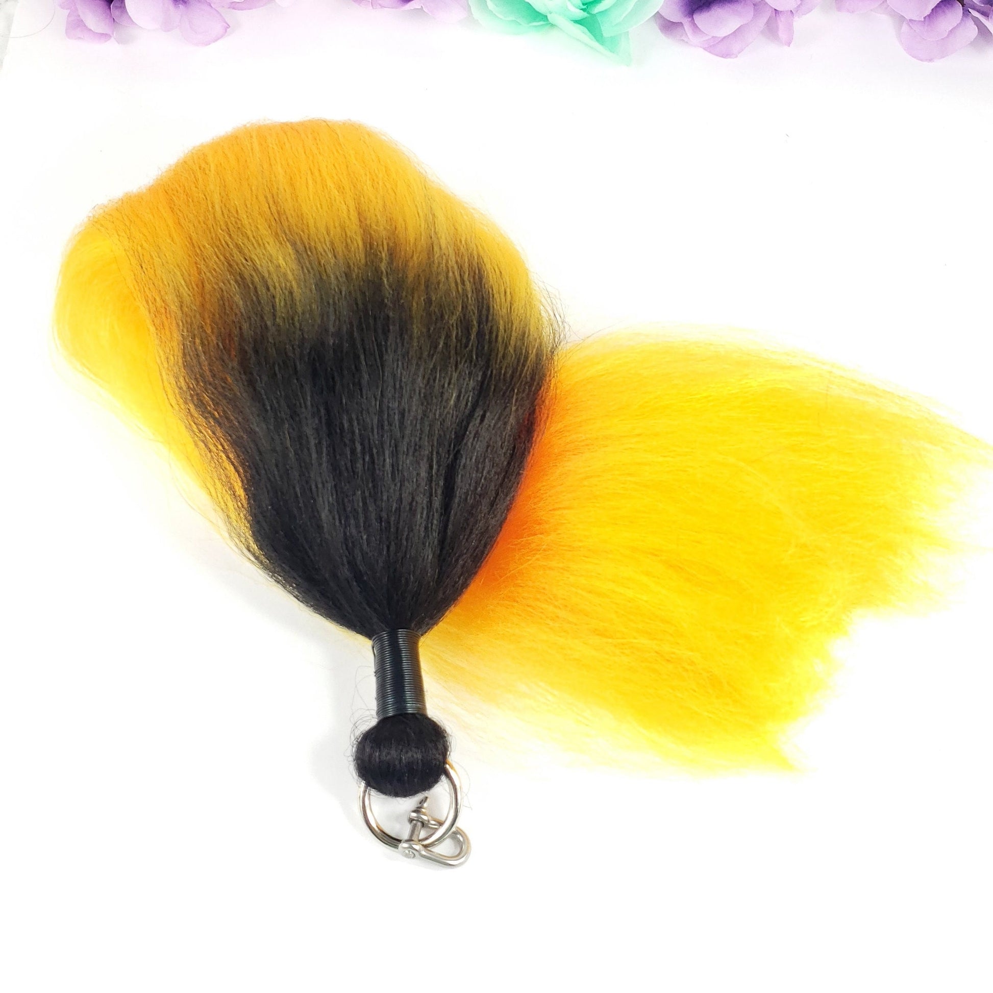 Yellow ombre pony tail with elegant wire wrapping and O ring and D shackle