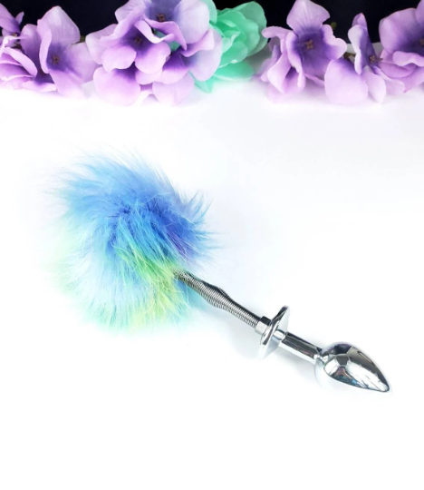 Green Ombre Springy Bunny Tail Plug