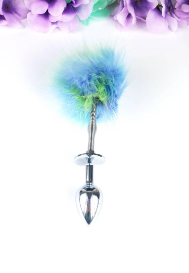 Green Ombre Springy Bunny Tail Plug