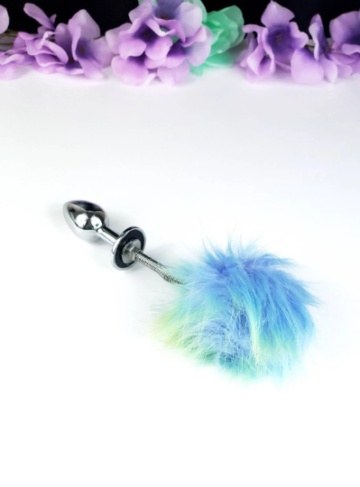 Green Ombre Springy Bunny Tail Plug