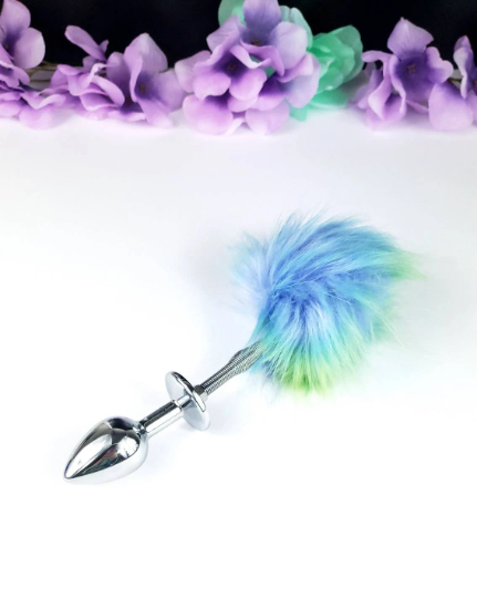 Green Ombre Springy Bunny Tail Plug