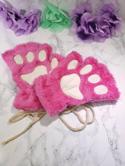 Hot Pink Pet Play Fingerless Gloves