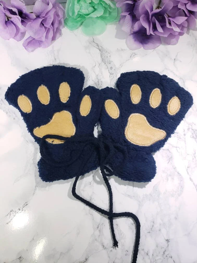 Navy Blue Pet Play Paw and Ears Set