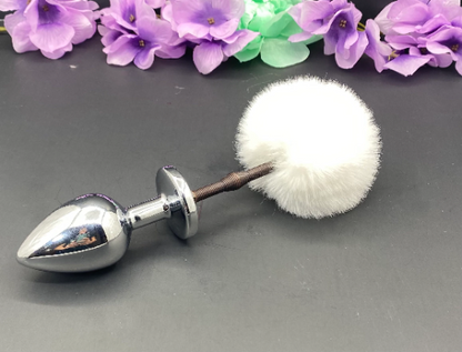 White Springy Bunny Tail Plug