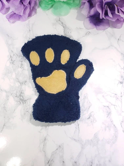 Navy Pet Play Fingerless Gloves