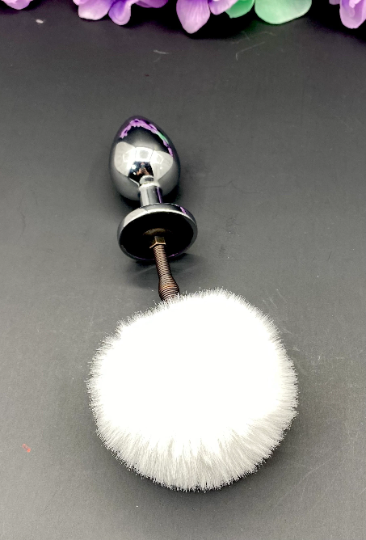 White Springy Bunny Tail Plug