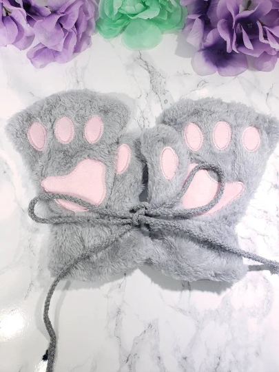 Silver Pet Play Fingerless Gloves