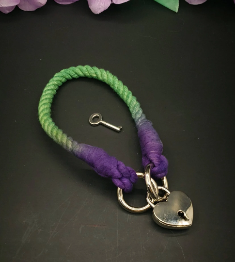 Green and Purple Heart Locking Collar