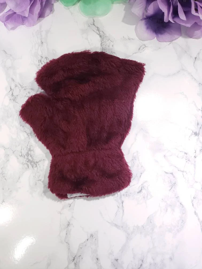 Maroon Pet Play Fingerless Gloves