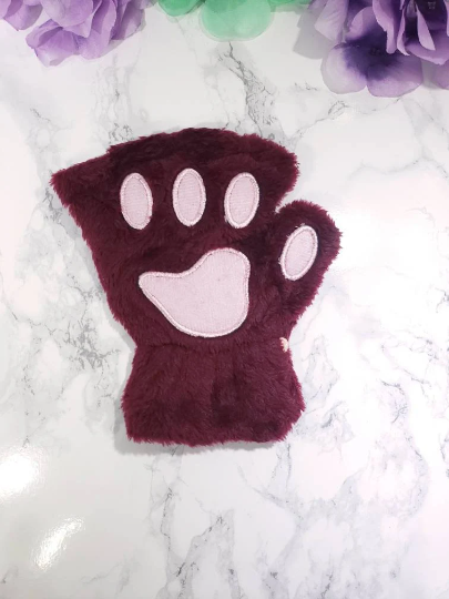 Maroon Pet Play Paw and Ears Set