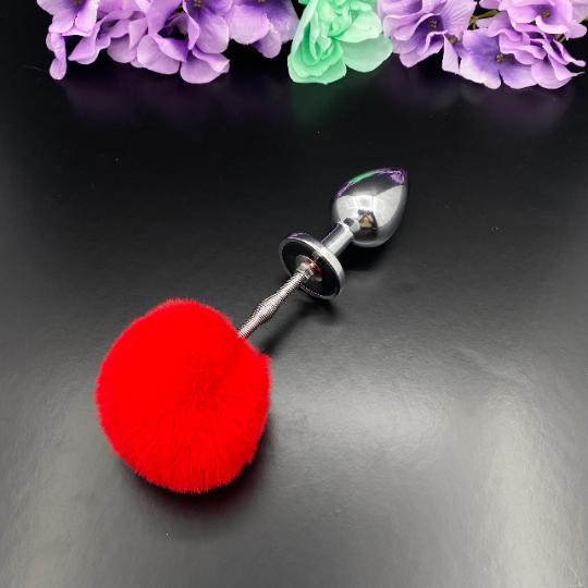 Red Springy Bunny Tail Plug