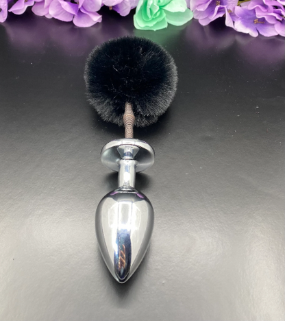 Black Springy Bunny Tail Plug