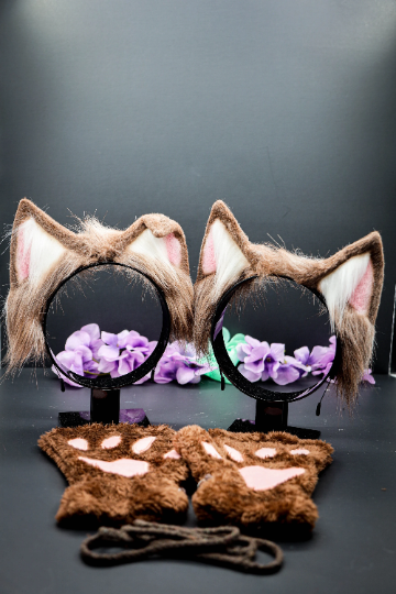 Brown Pet Play Paw and Ears Set
