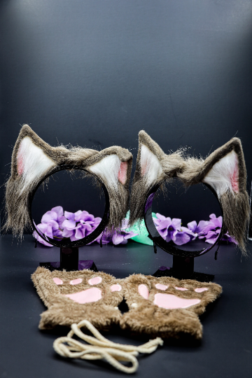 Light Brown Pet Play Paw and Ears Set