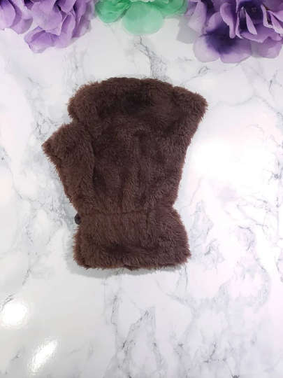 Dark Brown Pet Play Fingerless Gloves