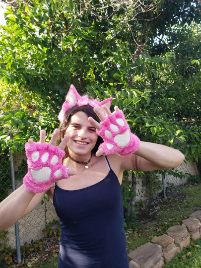 Hot Pink Pet Play Paw and Ears Set