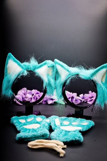 Teal Pet Play Paw and Ears Set