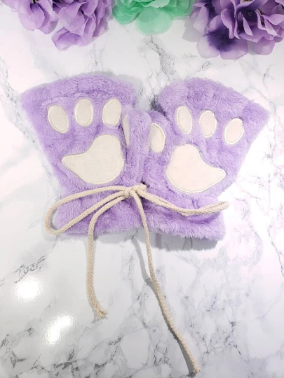Lavender Pet Play Fingerless Gloves