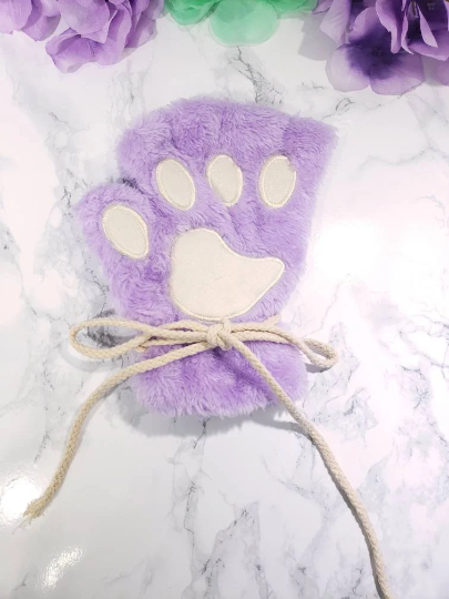 Lavender Pet Play Fingerless Gloves