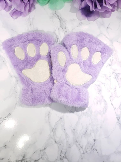 Lavender Pet Play Fingerless Gloves