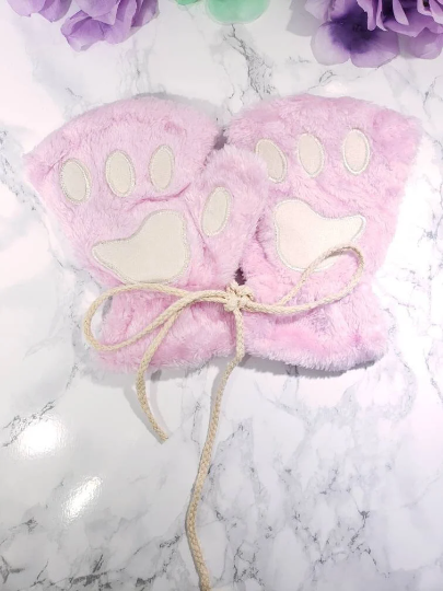 Baby Pink Pet Play Fingerless Gloves