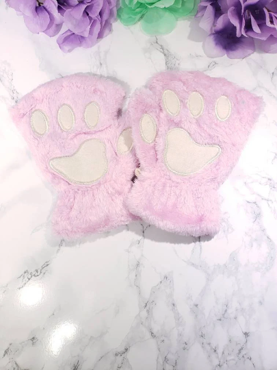 Baby Pink Pet Play Fingerless Gloves