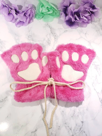 Hot Pink Pet Play Fingerless Gloves