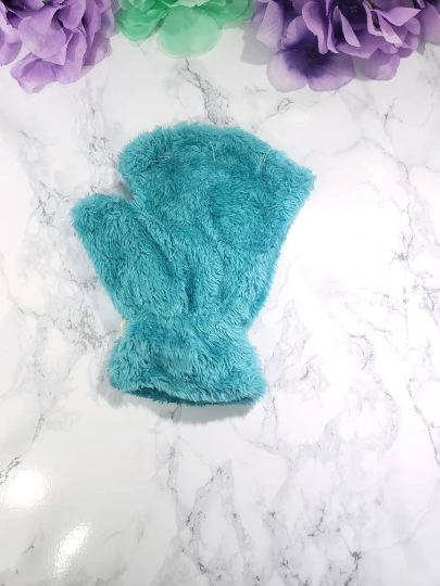 Teal Pet Play Fingerless Gloves