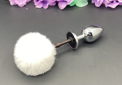 White Springy Bunny Tail Plug