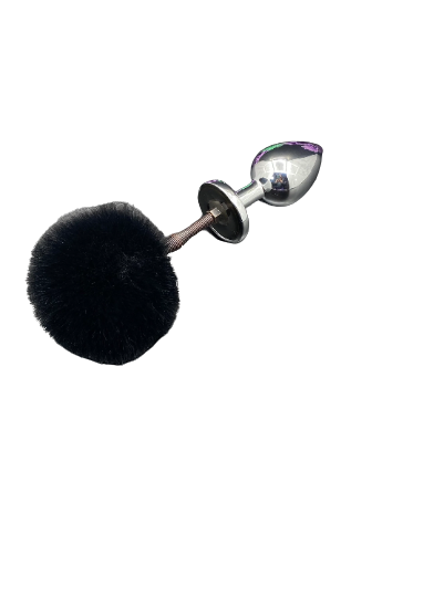 Black Springy Bunny Tail Plug