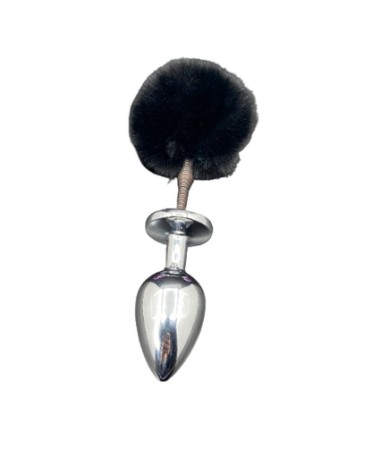 Black Springy Bunny Tail Plug