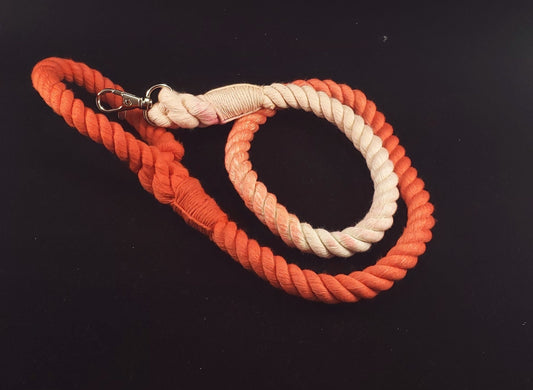 Orange Ombre Pet Play Leash, 100% Cotton Durable BDSM Leash