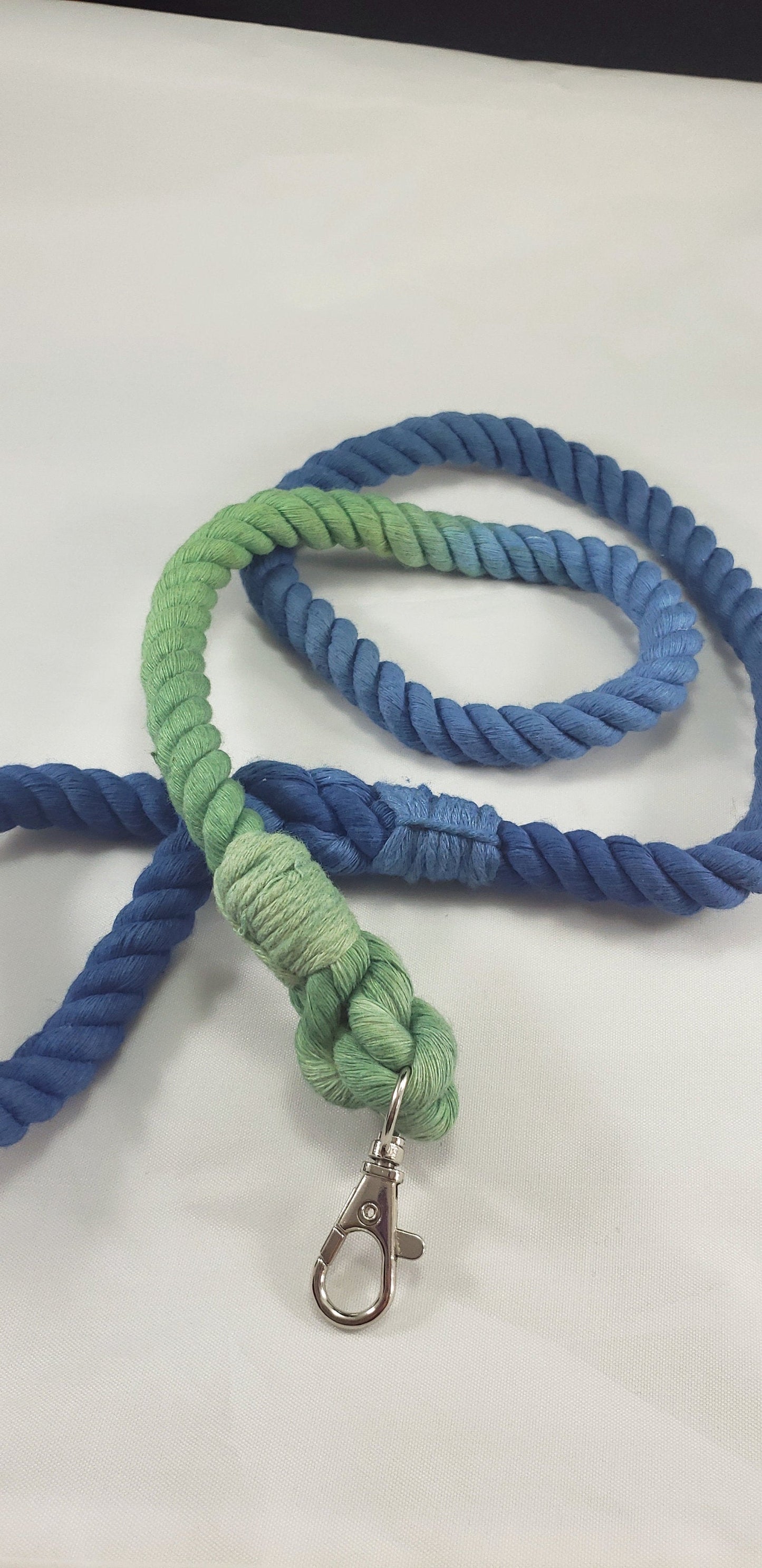 Two Toned Blue and Green Pet Play Leash, 100% Cotton Durable BDSM Leash | Vixen's Hidden Desires