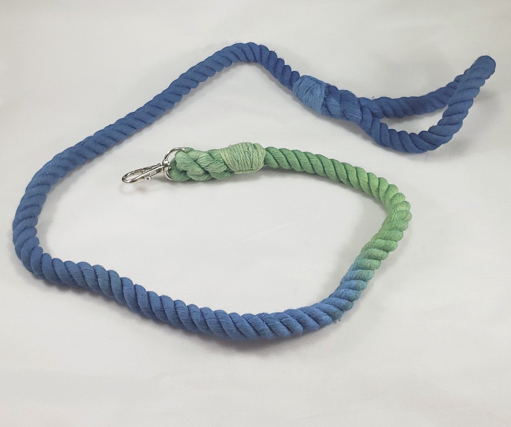 Two Toned Blue and Green Pet Play Leash, 100% Cotton Durable BDSM Leash | Vixen's Hidden Desires