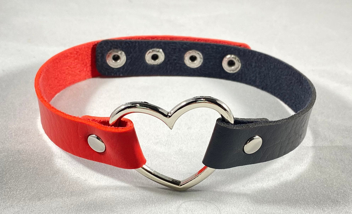 Two Toned Pet Choker, Adjustable Faux Leather Heart Collar | Vixen's Hidden Desires