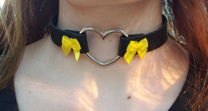 Black Heart Choker, Adjustable Pet Play Heart Collar | Vixen's Hidden Desires