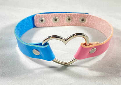 Two Toned Pet Choker, Adjustable Faux Leather Heart Collar | Vixen's Hidden Desires