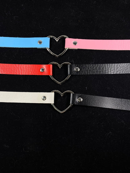 Two Toned Pet Choker, Adjustable Faux Leather Heart Collar | Vixen's Hidden Desires