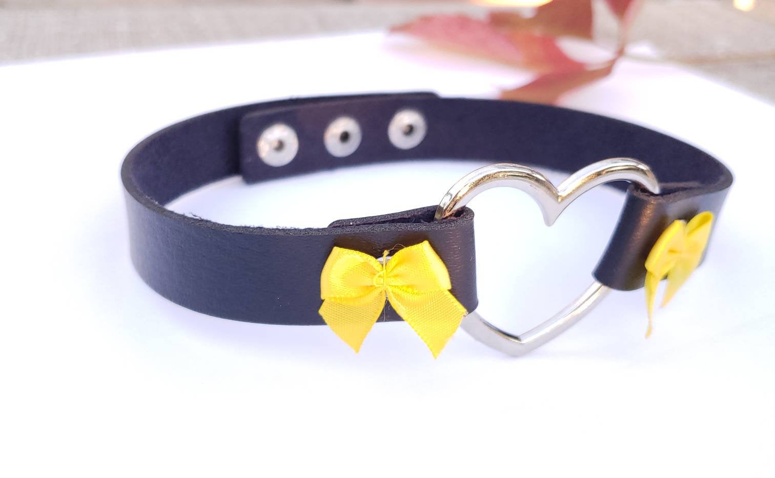 Black Heart Choker, Adjustable Pet Play Heart Collar | Vixen's Hidden Desires