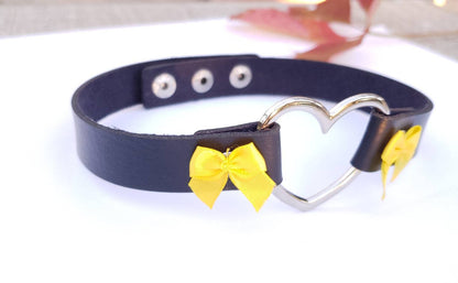 Black Heart Choker, Adjustable Pet Play Heart Collar | Vixen's Hidden Desires