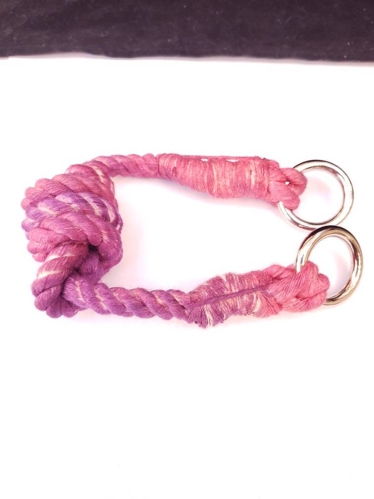 Pink and Purple Rope Bit Gag, 100% Cotton Rope BDSM Gag