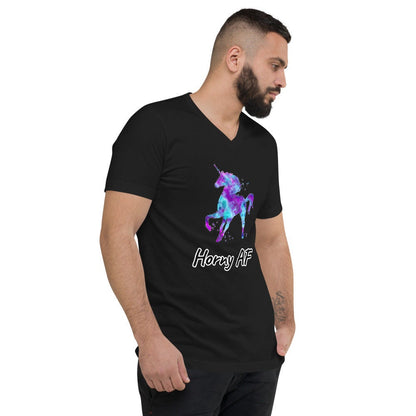 Horny AF Unicorn Unisex Short Sleeve V-Neck T-Shirt