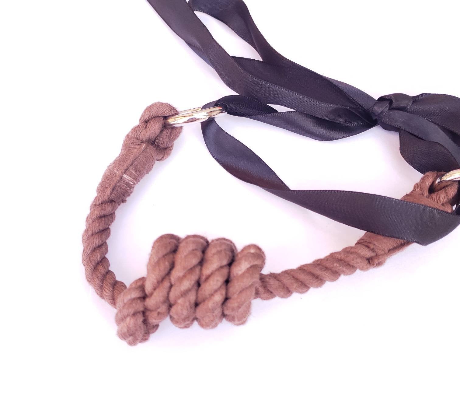 Brown Rope Bit Gag, 100% Cotton Rope BDSM Gag | Vixen's Hidden Desires