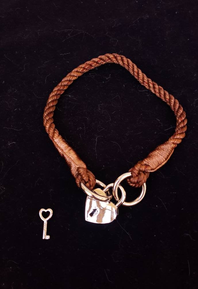 17" Brown Lock Closure Choker, 100% Nylon BDSM Collar | Vixen's Hidden Desires