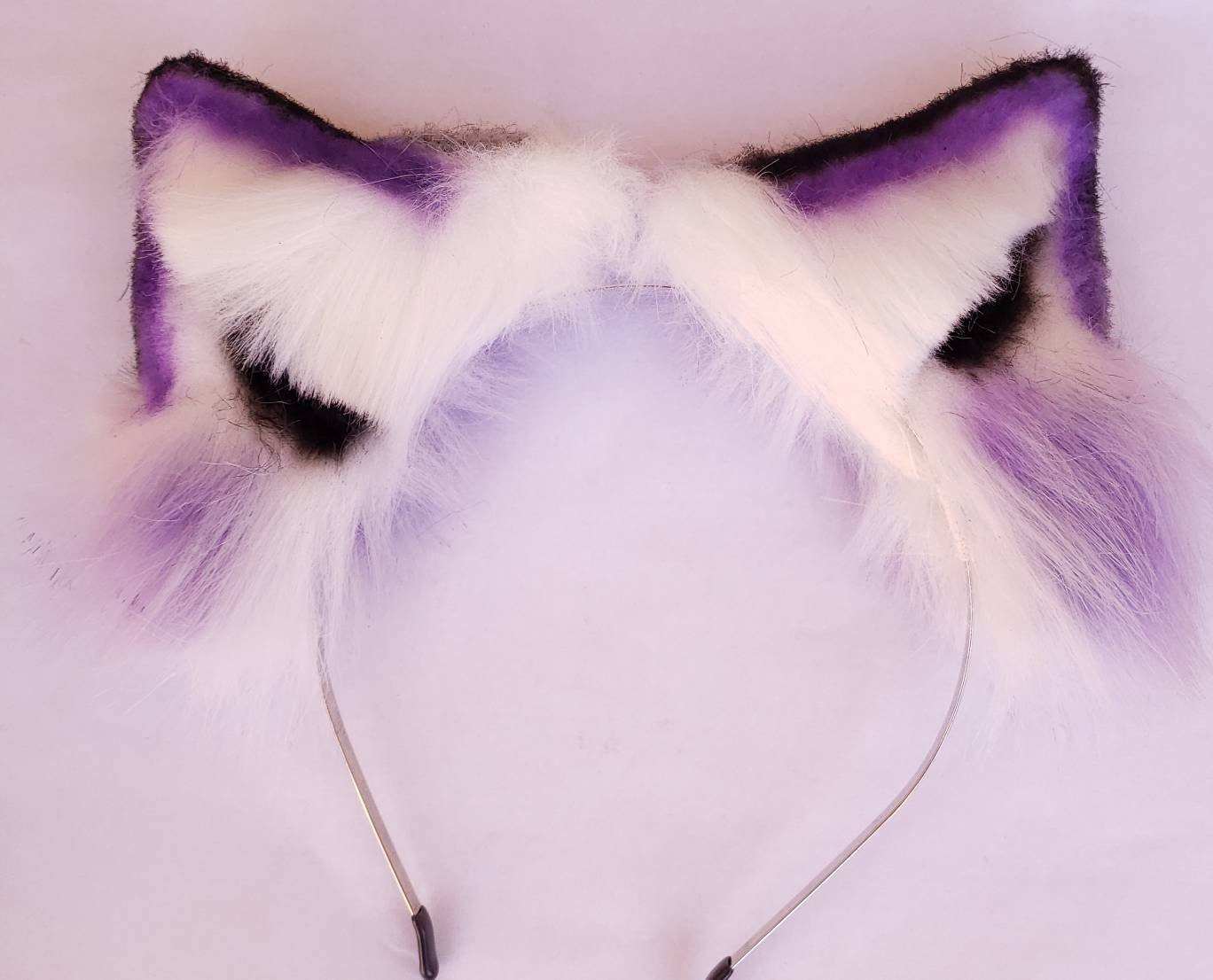 Pet Play Animal Ears, Purple and Black Cosplay, Pet Play Bendable Ears, Faux Fur Animal Ears