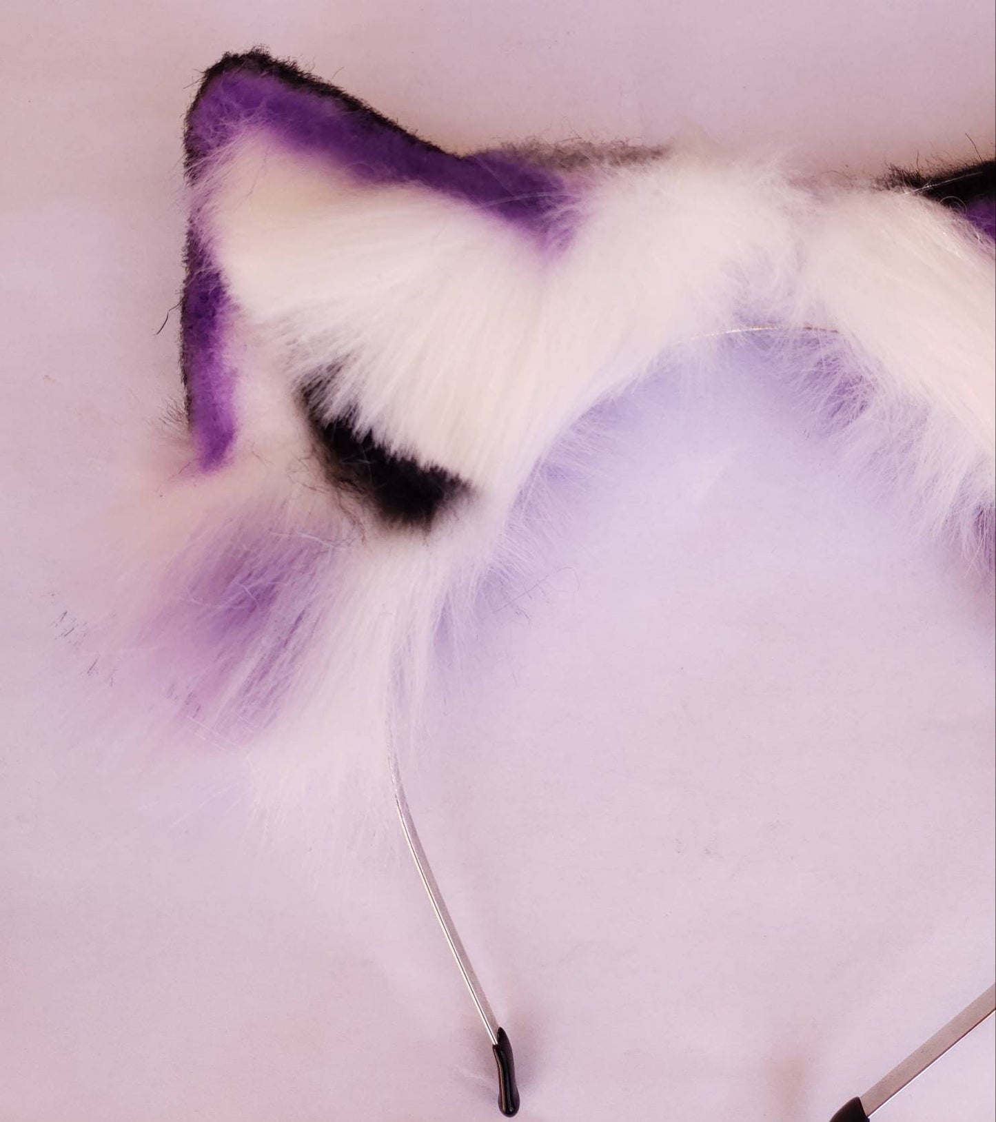 Pet Play Animal Ears, Purple and Black Cosplay, Pet Play Bendable Ears, Faux Fur Animal Ears