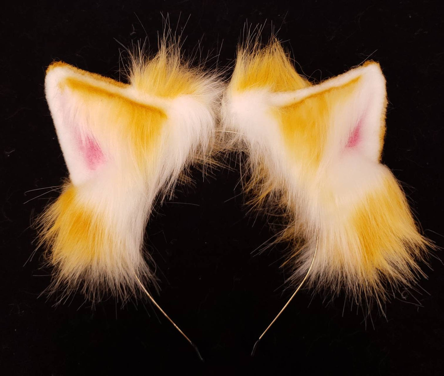 Realistic Animal Ears, Yellow Cosplay, Pet Play Bendable Ears, Faux Fur Animal Ears