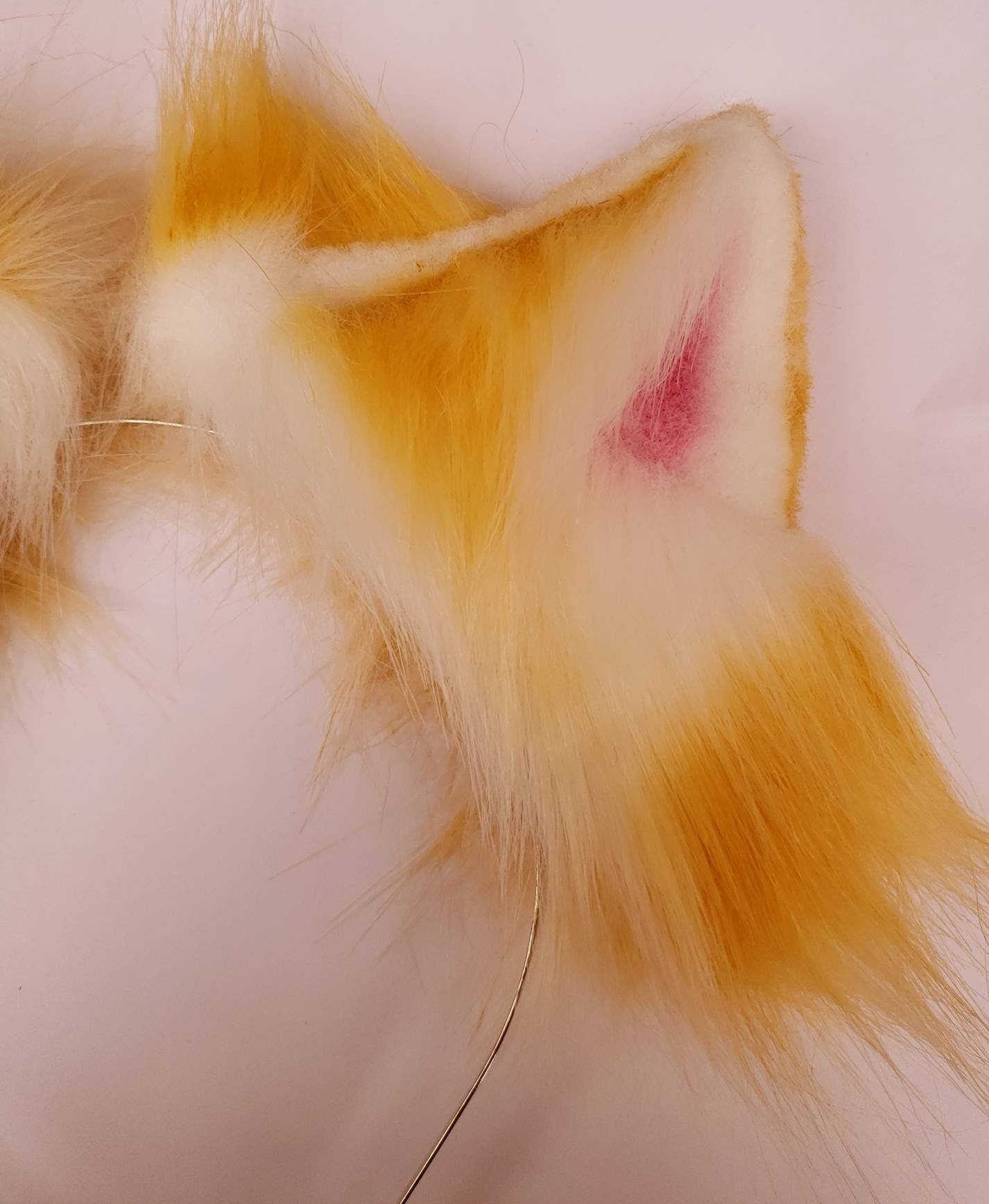 Realistic Animal Ears, Yellow Cosplay, Pet Play Bendable Ears, Faux Fur Animal Ears