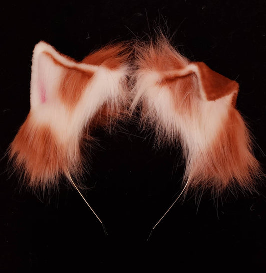 Realistic Animal Ears, Red Cosplay, Pet Play Bendable Ears, Faux Fur Animal Ears