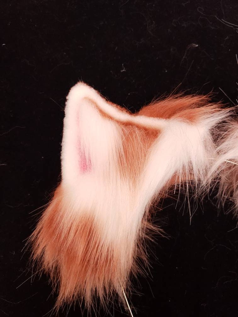 Realistic Animal Ears, Red Cosplay, Pet Play Bendable Ears, Faux Fur Animal Ears